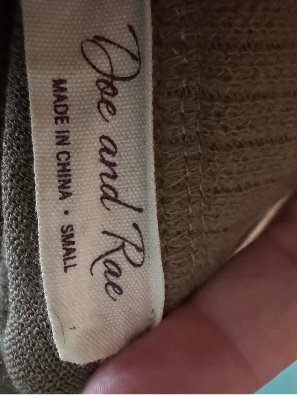 Doe & Rae Olive V-Neck Ribbed Sweater - Picture 3 of 3